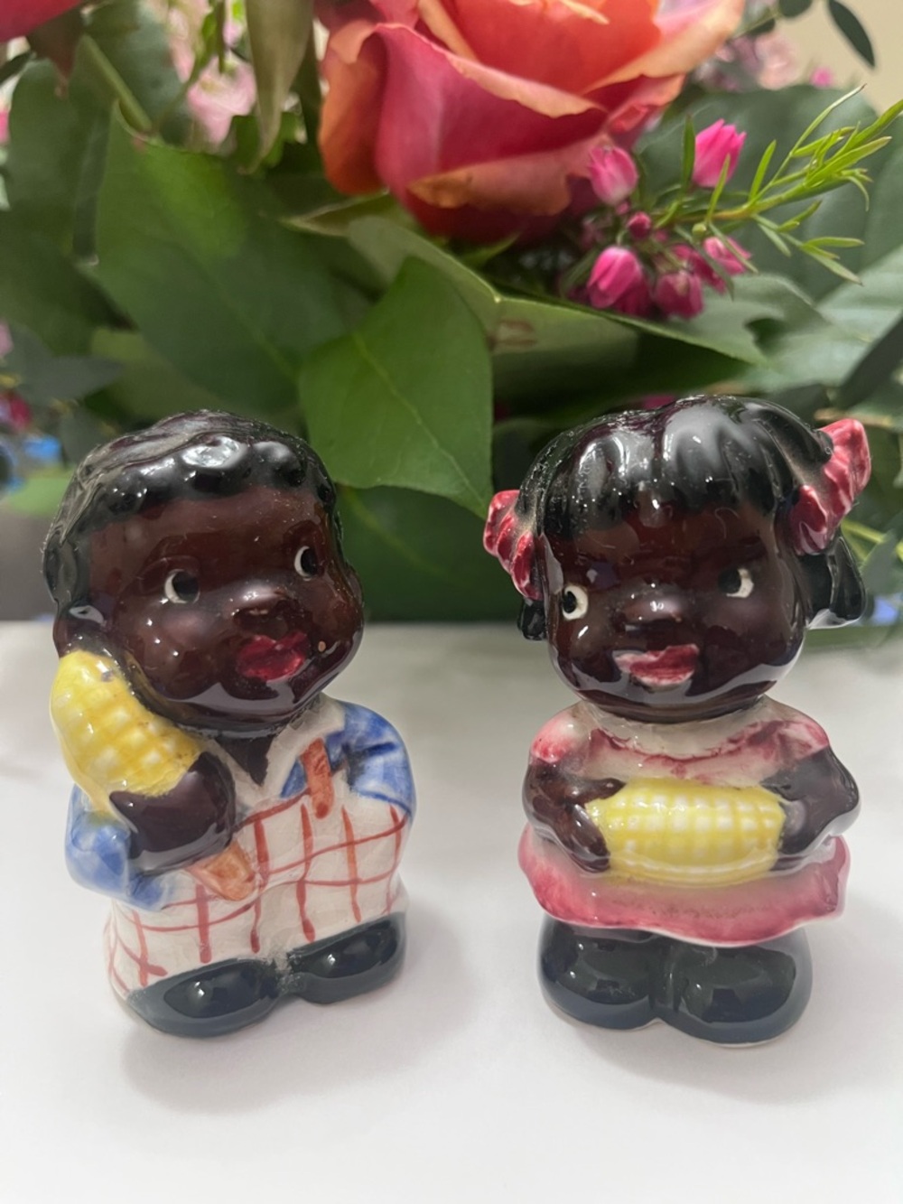 Vintage Ceramic Figurine Salt and Pepper Shakers